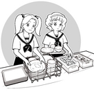 給食の片づけ
